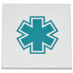 Tile 4 x 4 with Dark Turquoise EMT Star of Life Pattern