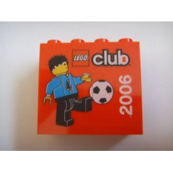 Brick 2 x 4 x 3 with LEGO Club 2006 and Soccer Player Pattern