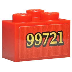 Brick 2 x 2 Corner with Gold '99721' with Black Outline Pattern Model Right Side Pattern (Sticker) - Set 76423 Brick 2 x 2 Corner with Gold '99721' with Black Outline Pattern Model Right Side Pattern (Sticker) - Set 76423