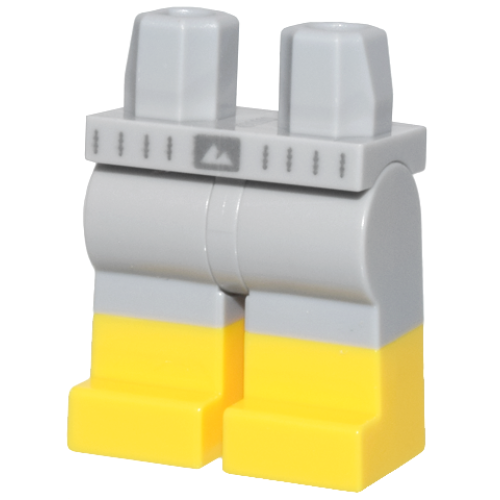 Деталь LEGO 970c00pb1569 Hips and Legs with Molded Yellow Lower Legs / Boots and Printed Dark Bluish Gray Waistband and Mountains Logo Pattern