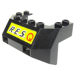 Train Front Sloping Base with Black 'R.E.S.' and Red 'Q' on Yellow Background Pattern (Sticker) - Set 6473