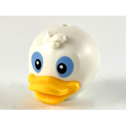 Minifigure, Head, Modified Duck with Forehead Tuft, Bright Light Orange Bill and Black and Medium Blue Eyes Pattern (Donald's Nephews)