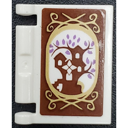 Minifigure, Utensil Book Cover with Reddish Brown Treehouse, Medium Lavender Leaves, and Gold Frame Pattern (Sticker) - Set 41196 Minifigure, Utensil Book Cover with Reddish Brown Treehouse, Medium Lavender Leaves, and Gold Frame Pattern (Sticker) - Set 41196