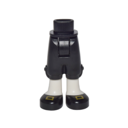Mini Doll Hips and Trousers Cropped with White Leggings and Black Shoes with Gold Buckles Pattern - Thick Hinge