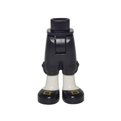 Деталь LEGO 92251c00pb09 Mini Doll Hips and Trousers Cropped with White Leggings and Black Shoes with Gold Buckles Pattern - Thick Hinge