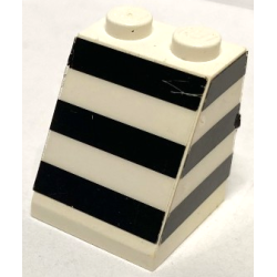 Slope 65 2 x 2 x 2 without Bottom Tube with 3 Horizontal Black Stripes Pattern Model Right Side (Stickers) - Set 1554