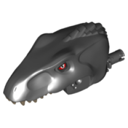Dinosaur Head Indoraptor with Pin, Dark Tan Teeth, Red Eyes Pattern