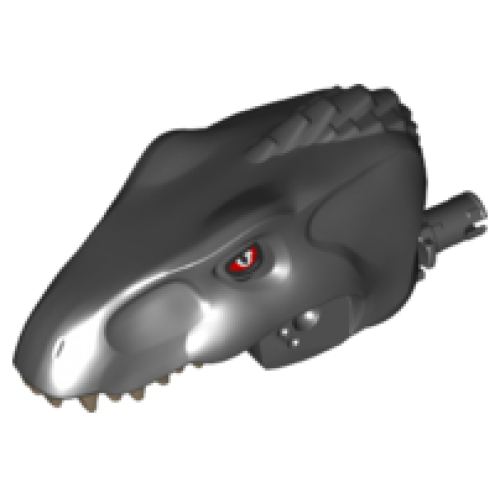 Деталь LEGO IndoHeadc01pb01 Dinosaur Head Indoraptor with Pin, Dark Tan Teeth, Red Eyes Pattern