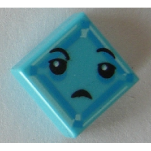Деталь LEGO 3070pb113 Tile 1 x 1 with Black Eyes, Small Frown, Light Aqua and Dark Azure Square Pattern (Kryptomite Face)