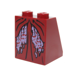 Slope 65 2 x 2 x 2 with Bottom Tube with Minifigure Dress / Skirt / Robe, Layered with Tattered Lavender Panel Pattern