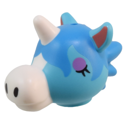 Minifigure, Head, Modified Unicorn Wide with Molded Dark Azure Hair, White Nose and Horn, and Printed Coral Inner Ears, Black Nostrils, and Medium Lavender Eyelids / Eyes Pattern Minifigure, Head, Modified Unicorn Wide with Molded Dark Azure Hair, White Nose and Horn, and Printed Coral Inner Ears, Black Nostrils, and Medium Lavender Eyelids / Eyes Pattern
