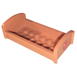 Fabuland Bed with Red Heart Pattern on Both Ends (Stickers) - Set 3678