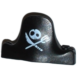 Minifigure, Headgear Hat, Pirate Bicorne Large with Skull and Crossed Knife and Fork Pattern