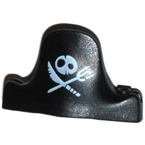 Деталь LEGO 28081pb01 Minifigure, Headgear Hat, Pirate Bicorne Large with Skull and Crossed Knife and Fork Pattern