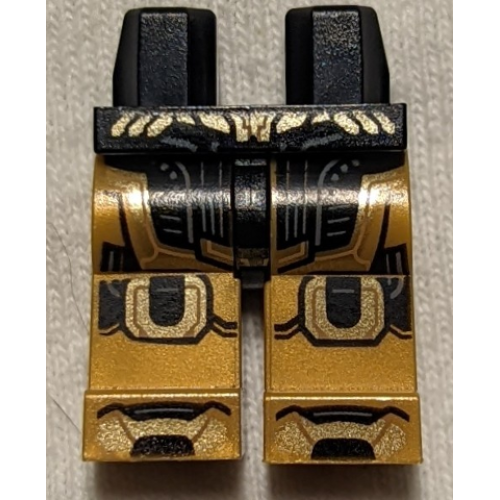 Деталь LEGO 970c115pb006 Hips and Pearl Gold Legs with Armor, Gold and Black Panels Pattern (Thanos)