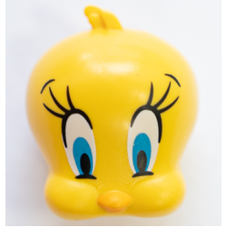 Minifigure, Head, Modified Looney Tunes Tweety with Black Eyelashes and Dark Azure Eyes Pattern