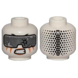 Minifigure, Head Alien Ninjago with Silver Goggles, Orange Stripes, Gritted Teeth Pattern