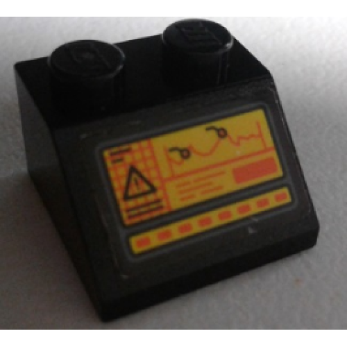 Деталь LEGO 3039pb109 Slope 45 2 x 2 with Computer Screen with Red Dotted Line and Targets on Landscape Pattern (Sticker) - Set 76034