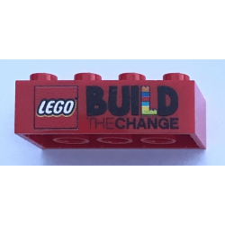 Brick 2 x 4 with 'BUILD THE CHANGE' and 'Grazie per aver partecipato!' Pattern on Opposite Sides - Red Brick 2 x 4 with 'BUILD THE CHANGE' and 'Grazie per aver partecipato!' Pattern on Opposite Sides - Red
