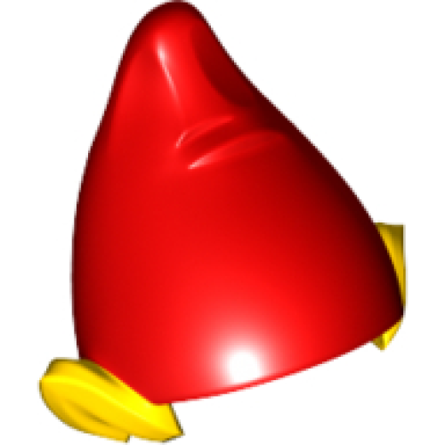 Деталь LEGO 13787pb02 Minifigure, Headgear Hat, Elf / Dwarf with Pointed Ears with Red Top Pattern