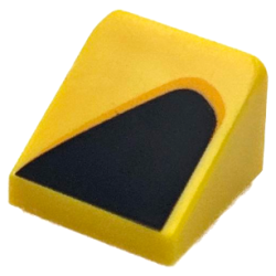 Slope 30 1 x 1 x 2/3 with Black and Bright Light Orange Curved Triangle / Vent Pattern Model Left Side