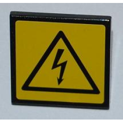 Road Sign 2 x 2 Square with Clip with Electricity Danger Sign Pattern (Sticker) - Set 8186