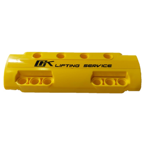 Деталь LEGO 11954pb010 Technic, Panel Curved 11 x 3 with 10 Pin Holes through Panel Surface with Black 'OK LIFTING SERVICE' Pattern (Sticker) - Set 42108