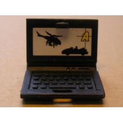 Minifigure, Utensil Computer Laptop with 'A', Car and Helicopter Screen Pattern (Sticker) - Set 8635 Minifigure, Utensil Computer Laptop with 'A', Car and Helicopter Screen Pattern (Sticker) - Set 8635