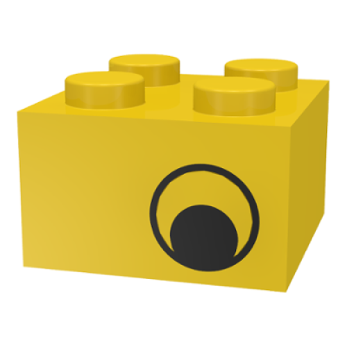 Деталь LEGO 3003pe1 Brick 2 x 2 with Black Eye Offset Pattern on Opposite Sides - Yellow