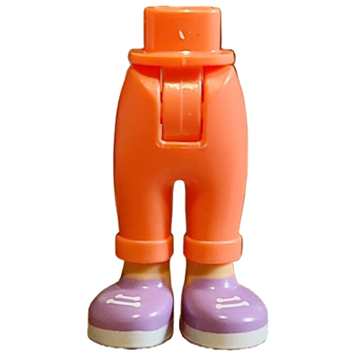 Деталь LEGO 100937c00pb007 Mini Doll Hips and Trousers with Back Pockets and Cuffs with Molded Medium Tan Ankles and Feet and Printed Medium Lavender Shoes with White Laces and Soles Pattern - Thick Hinge