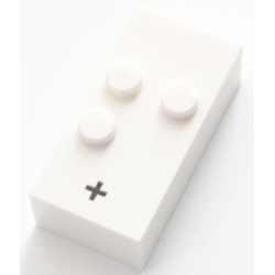 Brick, Braille 2 x 4 with 3 Studs with Black Plus Sign (+) Pattern (dots-235 ⠖) Brick, Braille 2 x 4 with 3 Studs with Black Plus Sign (+) Pattern (dots-235 ⠖)