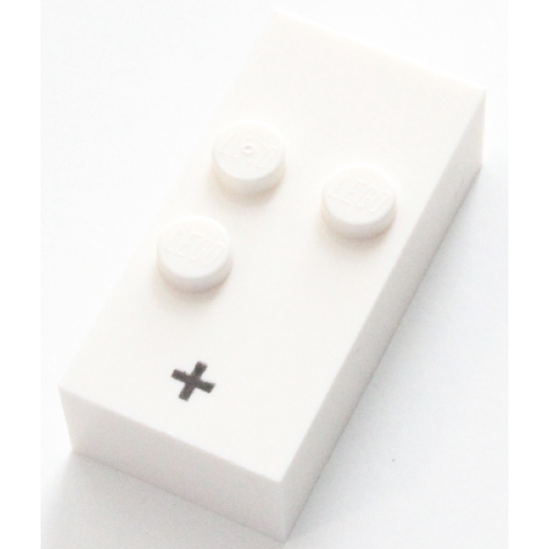 Деталь LEGO 60235pb01 Brick, Braille 2 x 4 with 3 Studs with Black Plus Sign (+) Pattern (dots-235 ⠖)