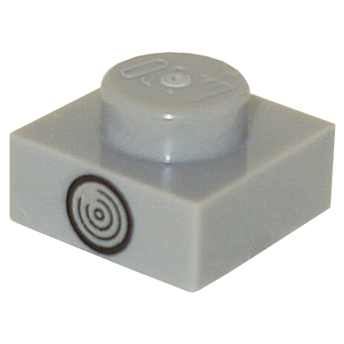 Деталь LEGO 3024pb020 Plate 1 x 1 with Black and Silver Circle (Direction Indicator Light) Pattern