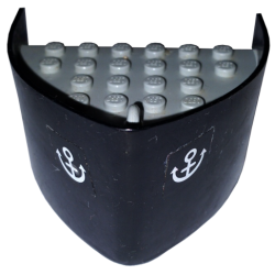 Boat, Hull Smooth Bow 5 x 6 x 3 1/3 with Light Gray Deck with White Anchor Pattern on Both Sides (Stickers) - Sets 314-1 / 316-1 / 709-1 / 775 Boat, Hull Smooth Bow 5 x 6 x 3 1/3 with Light Gray Deck with White Anchor Pattern on Both Sides (Stickers) - Sets 314-1 / 316-1 / 709-1 / 775