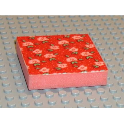 Foam Scala, 7 x 7 Cloth Top, Light Salmon Flowers and Green Leaves Pattern