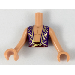 Torso Mini Doll Boy Dark Purple Vest with Gold Filigree, Dark Red Sash Pattern, Nougat Arms with Hands