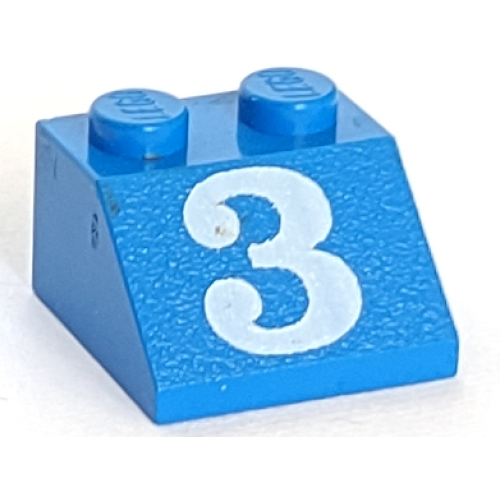 Деталь LEGO 3039pb007 Slope 45 2 x 2 with White Number 3 Pattern