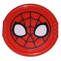 Duplo Utensil Disk with Spider-Man Mask with Large White Eyes on Black Webbing Pattern