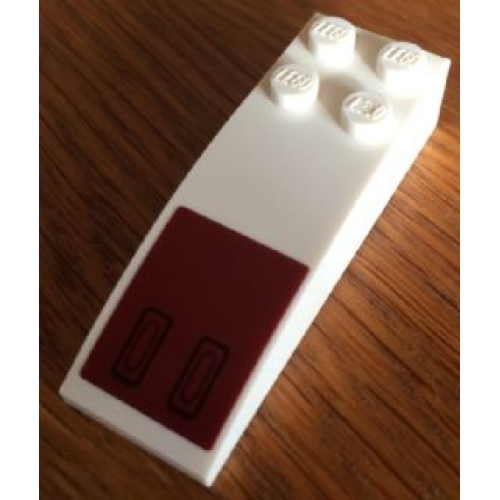 Деталь LEGO 44126pb037 Slope, Curved 6 x 2 with Two Vents on Dark Red Background Pattern (Sticker) - Set 7679