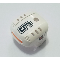 Sports Hockey Helmet with NHL Logo Both Sides, Black Number 5 and Orange Stripe Pattern (Stickers) - Set 3544 Sports Hockey Helmet with NHL Logo Both Sides, Black Number 5 and Orange Stripe Pattern (Stickers) - Set 3544