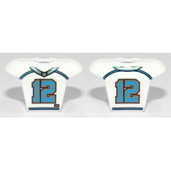 Minifigure Hockey Body Armor with Football Jersey and Number 12 Pattern