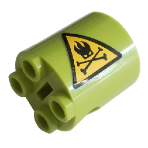 Деталь LEGO 30361pb038L Brick, Round 2 x 2 x 2 Robot Body with Agents Dr. Inferno Logo and Crossed Bones Pattern Model Left Side (Sticker) - Set 8969