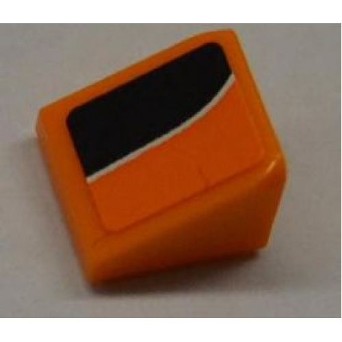 Деталь LEGO 54200pb035L Slope 30 1 x 1 x 2/3 with White Line on Orange and Black Pattern Model Left (Sticker) - Set 8125