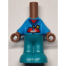 Micro Doll, Body with Molded Dark Azure Top and Dark Turquoise Pants and Printed Blue Jacket Hems over Red Top, Pockets and Bright Light Orange Buttons and Rabbit Pattern Micro Doll, Body with Molded Dark Azure Top and Dark Turquoise Pants and Printed Blue Jacket Hems over Red Top, Pockets and Bright Light Orange Buttons and Rabbit Pattern