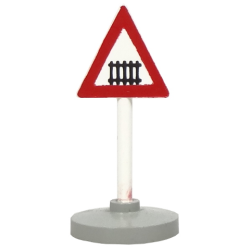 Road Sign with Post, Triangle with Level Crossing Pattern, Type 2 Base