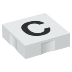 Duplo, Tile 2 x 2 with Black Capital Letter C Pattern