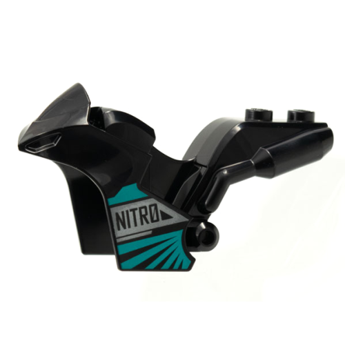 Деталь LEGO 75533pb01 Motorcycle Fairing, Stuntz Sport Bike Tapered Front with 'NITRO' and Dark Turquoise Trim Pattern