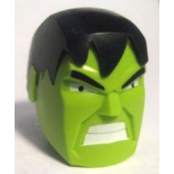 Large Figure Head Modified Super Heroes Hulk with Black Ball Joint Socket and Fixed Hair with Angry Eyebrows, Eyes and White Bared Teeth Pattern