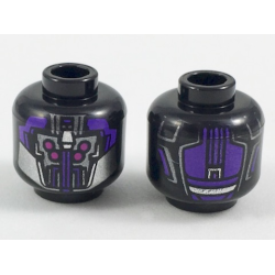Minifigure, Head Alien Sakaarian with Dark Purple Armor, Silver Jaw Guard, and 4 Magenta Eyes Pattern