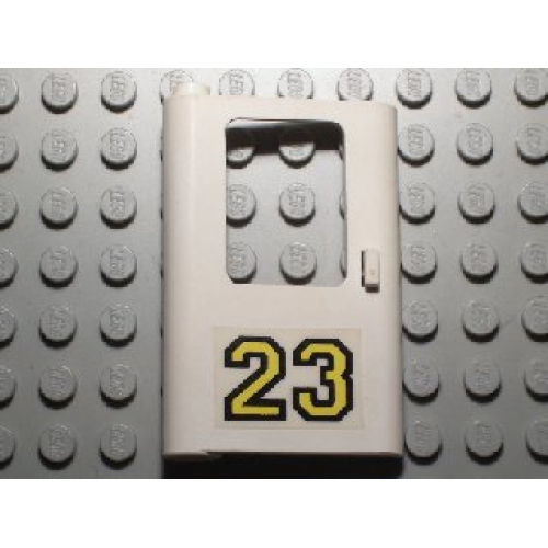 Деталь LEGO 4181pb014 Door 1 x 4 x 5 Train Left, Thin Support at Bottom with Yellow '23' Pattern (Sticker) - Set 5550